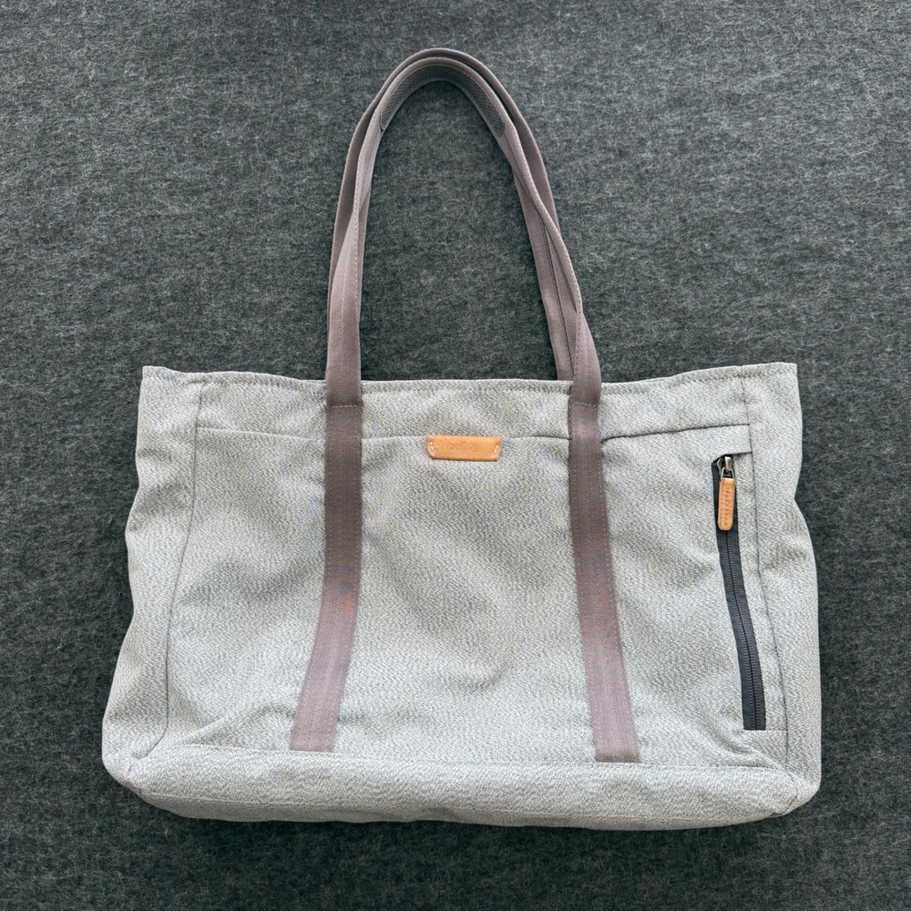 Bellroy Tokyo Tote Grey Melange Woven Laptop Shoulder Bag Leather Trim
